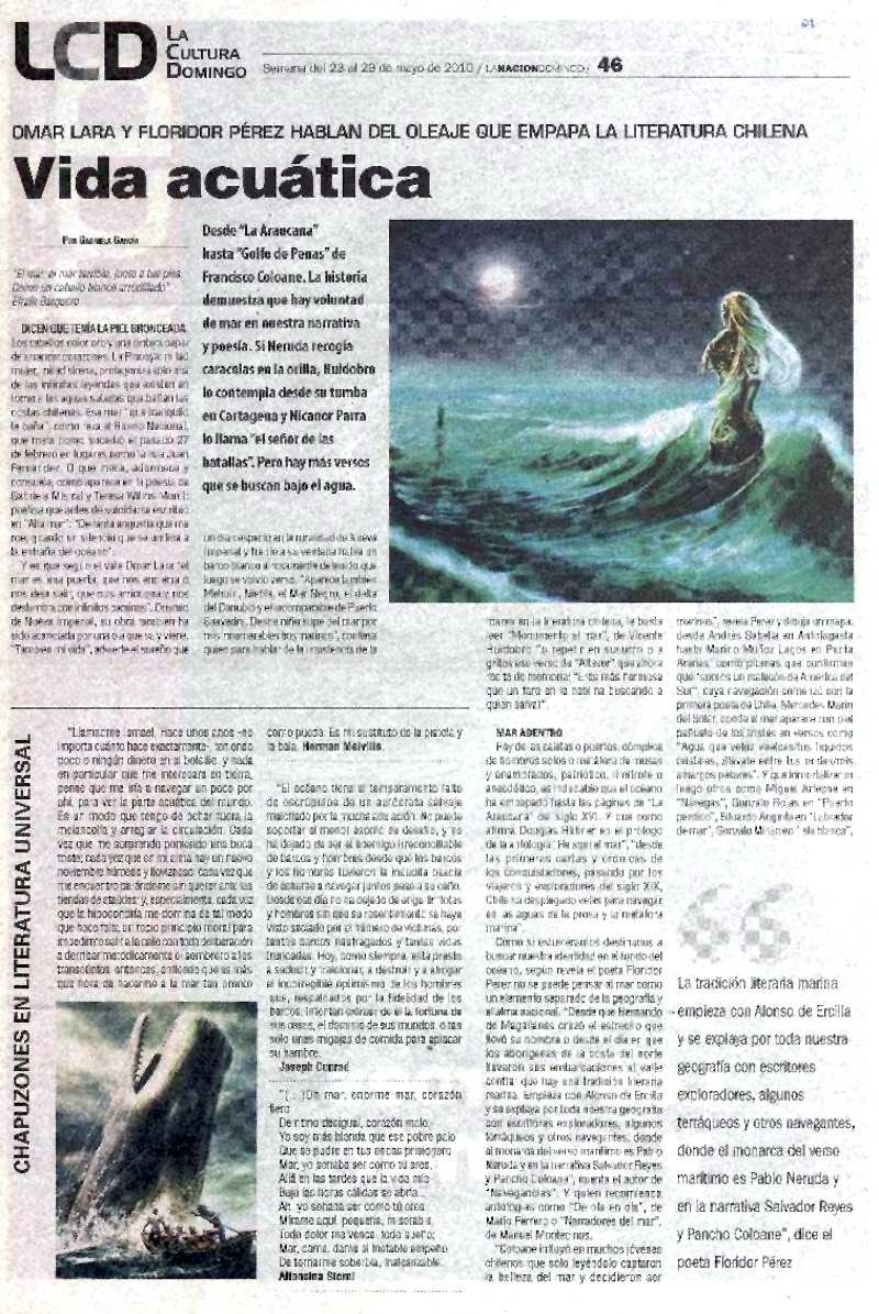 Página del suplemento La Cultura Domingo de La Nación Domingo, mayo de 2010.