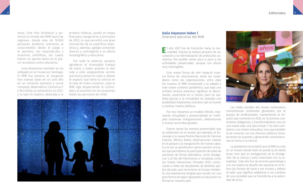 Doble página de editoriales, con texto a tres columnas y fotografías.