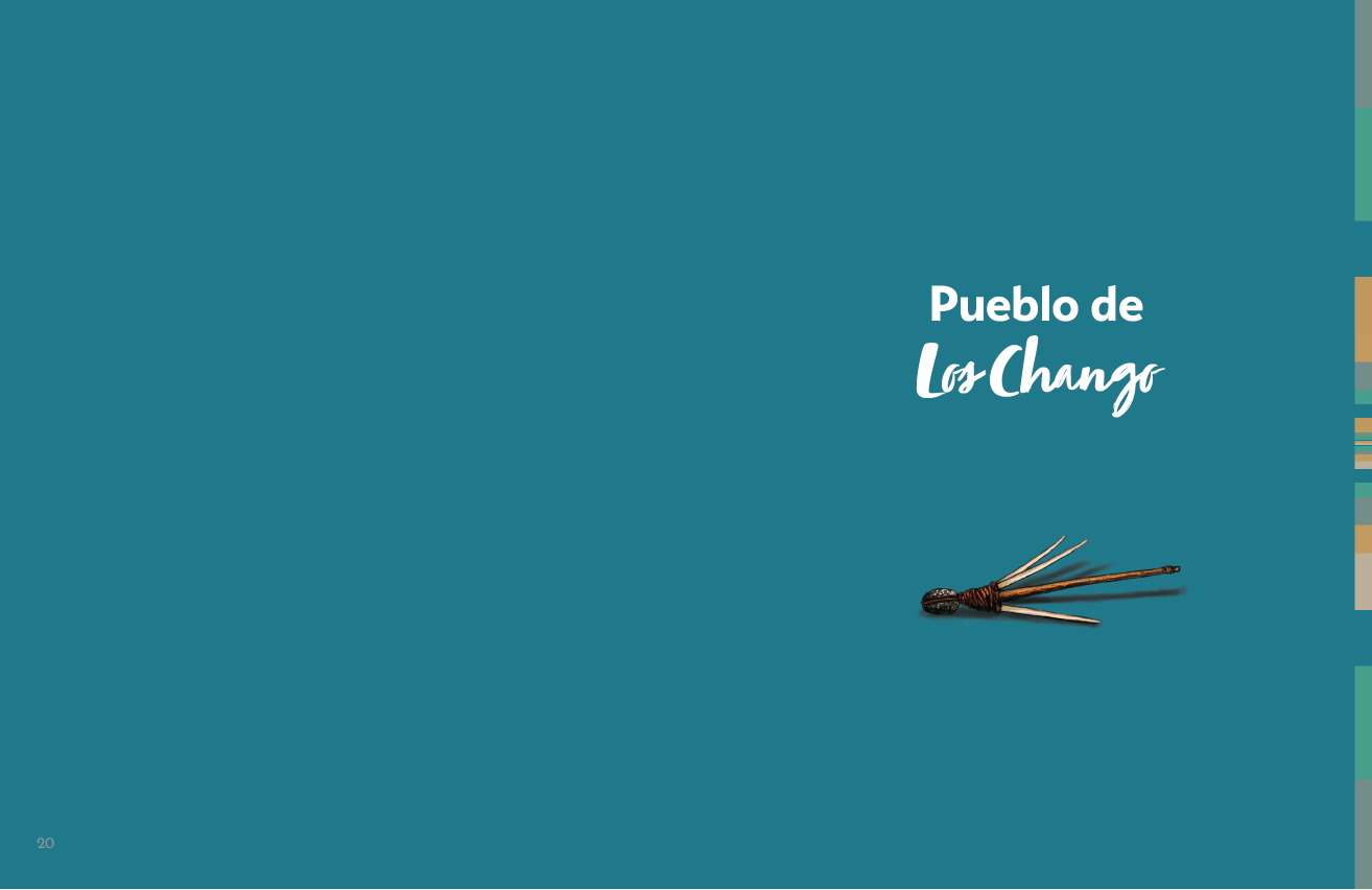 Portadilla del capítulo dedicado al pueblo de los changos, con el índice de uña en el canto derecho.
